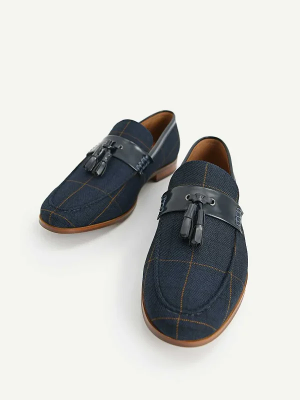 checkered_tasselled_loafe_1.webp Checkered Tasselled Loafers<PEDRO Clearance