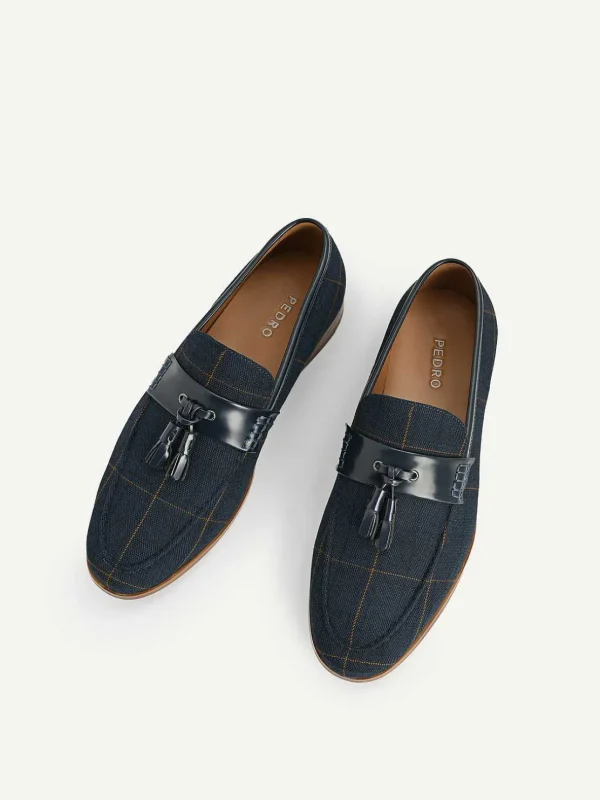 checkered_tasselled_loafe_2.webp Checkered Tasselled Loafers<PEDRO Clearance