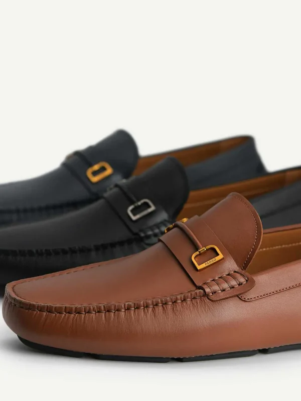 Leather Driving Shoes With Metal Bit<PEDRO Fashion