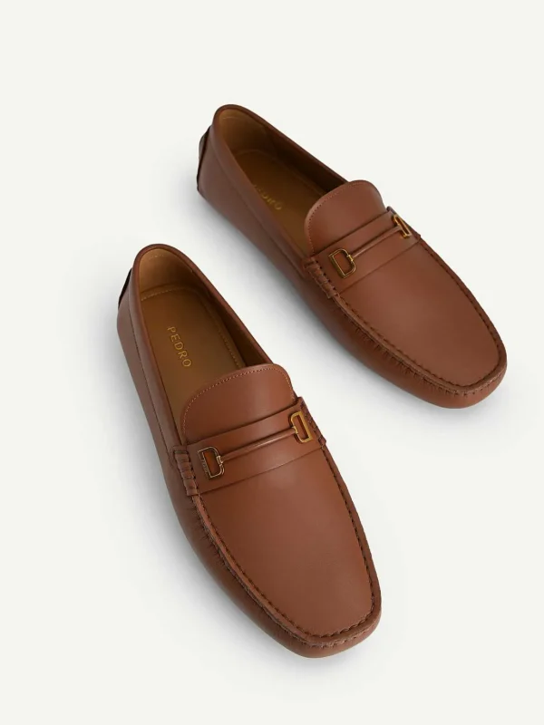 Leather Driving Shoes With Metal Bit<PEDRO Fashion