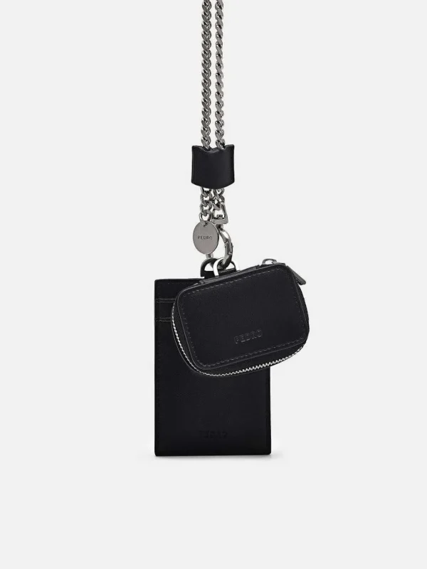 Leather Lanyard With Card Holder<PEDRO Sale