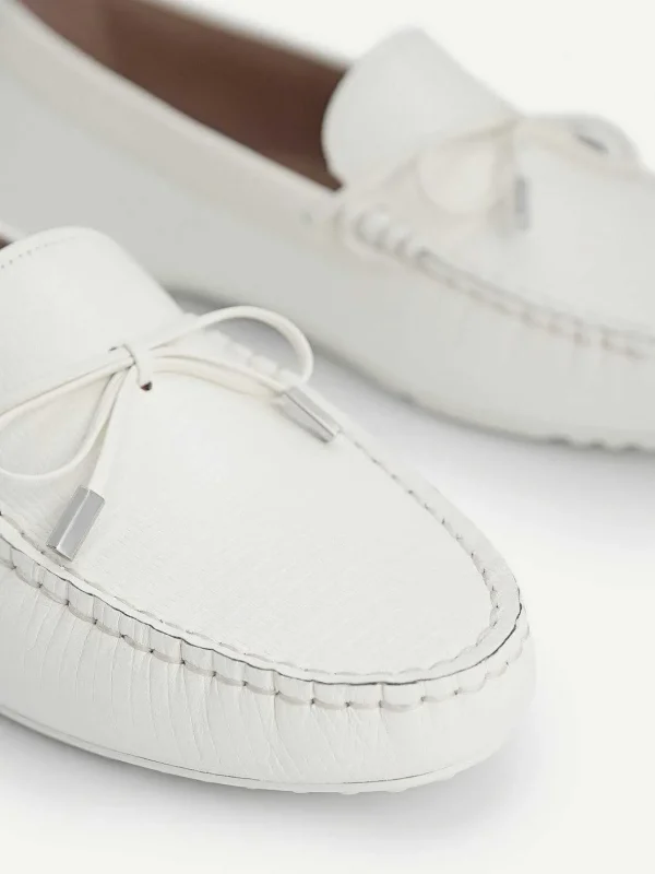 Lizard-Effect Leather Bow Driving Shoes<PEDRO Sale