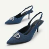 Icon Denim Pointed Slingback Pumps<PEDRO Shop