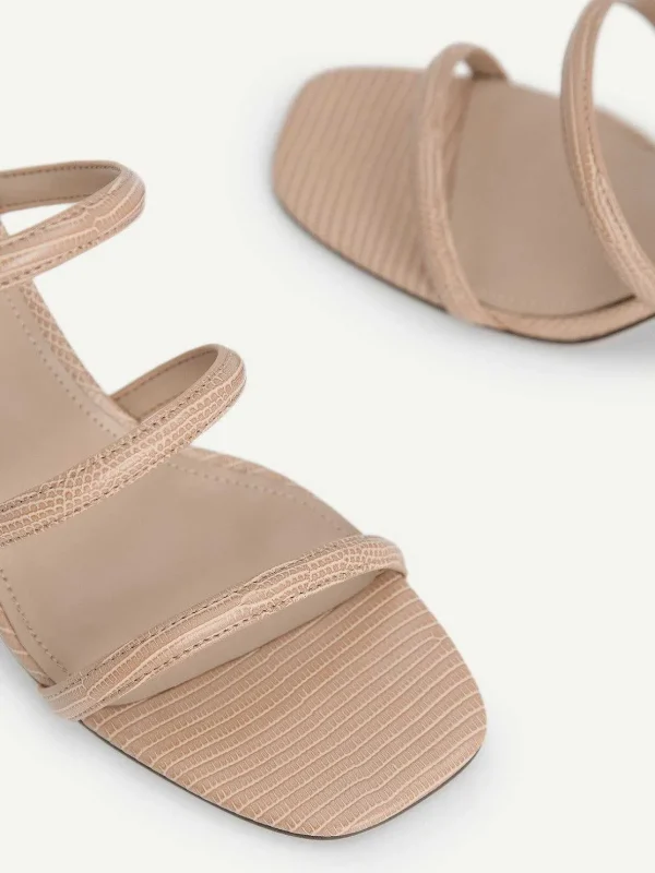 Strappy Heel Lizard-Effect Sandals<PEDRO Sale