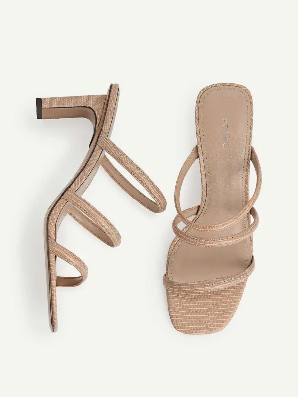 Strappy Heel Lizard-Effect Sandals<PEDRO Sale