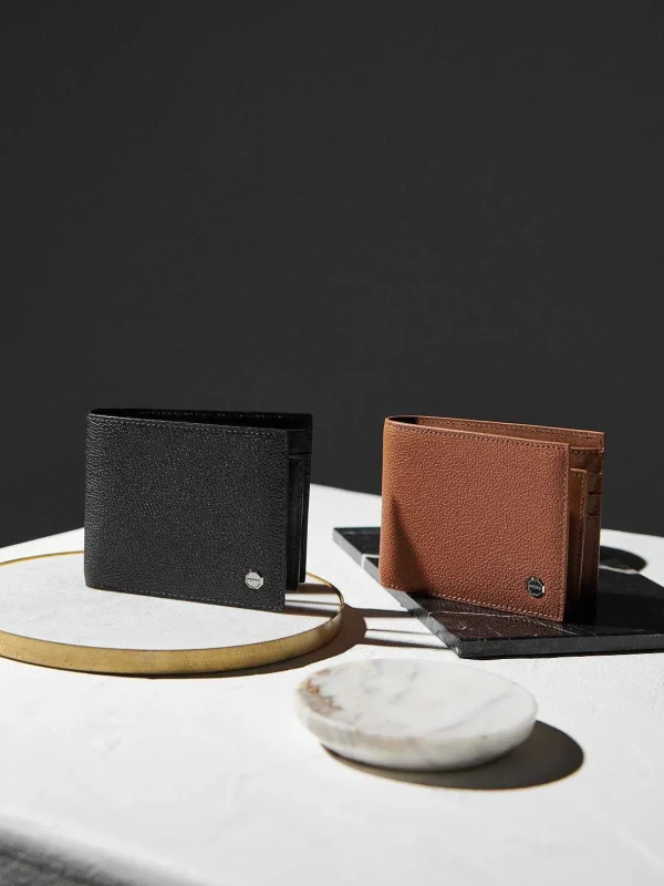 Textured Leather Bi-Fold Wallet With Insert<PEDRO Discount