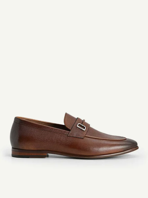 textured_leather_loafers__0.webp Textured Leather Loafers With Metal Bit<PEDRO Best