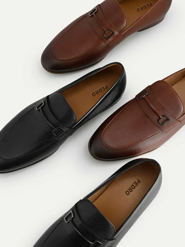 textured_leather_loafers__4.webp Textured Leather Loafers With Metal Bit<PEDRO Best