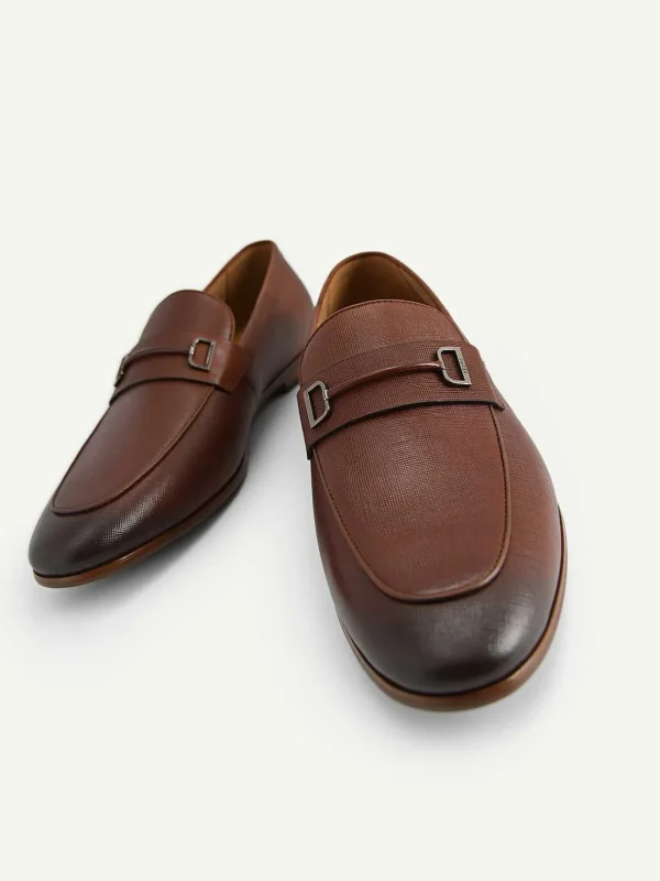 textured_leather_loafers__5.webp Textured Leather Loafers With Metal Bit<PEDRO Best